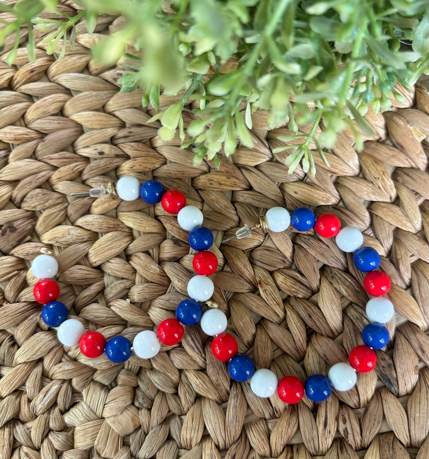 Red, White, & Blue Hoop Earrings