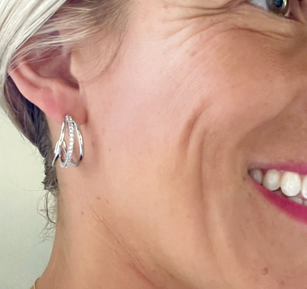 Silver Cuff Hoop Earrings