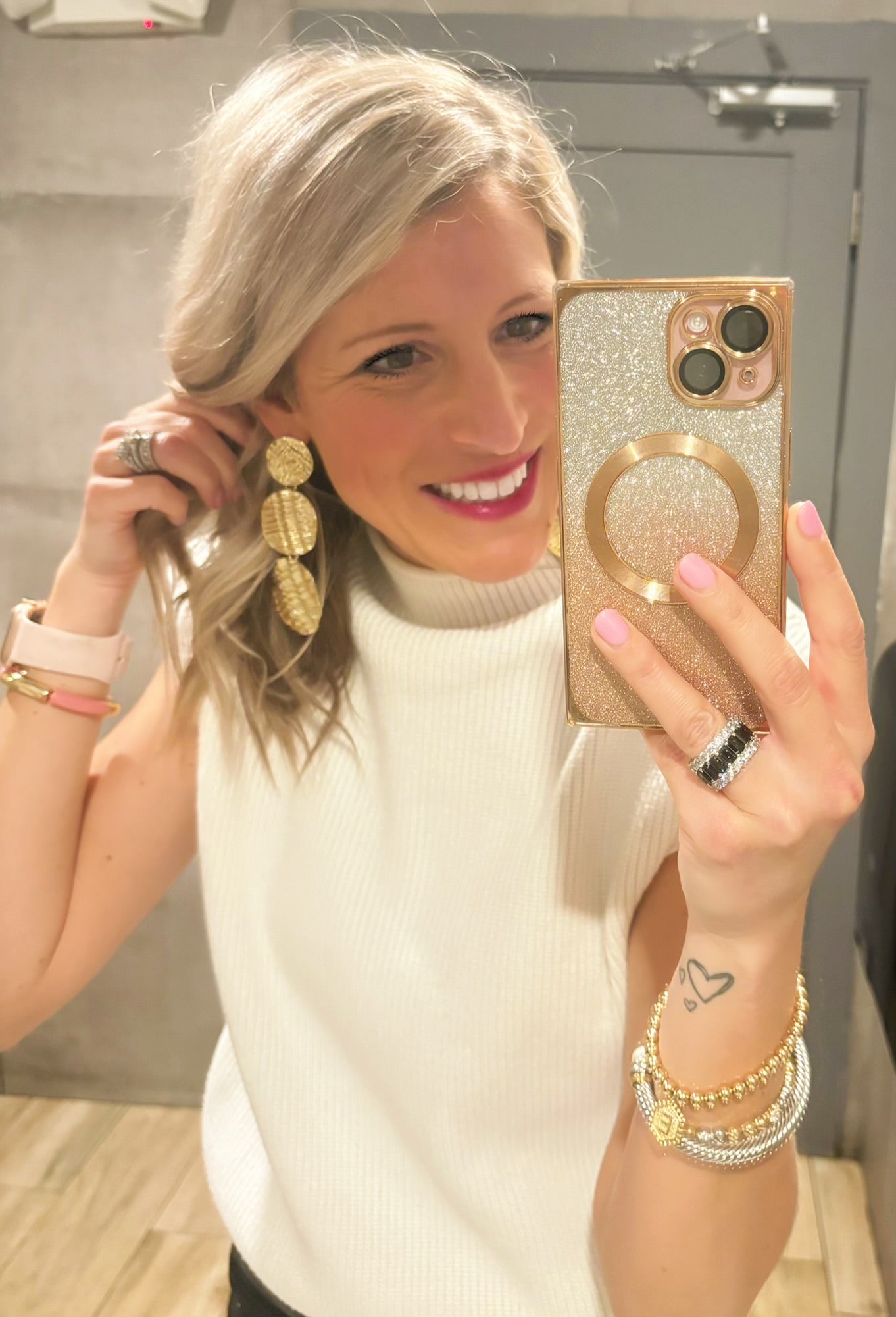 Textured Tiered Gold Earrings