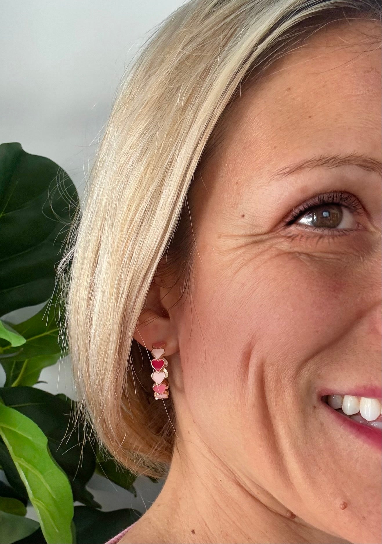 Pink & Red Heart Hoops