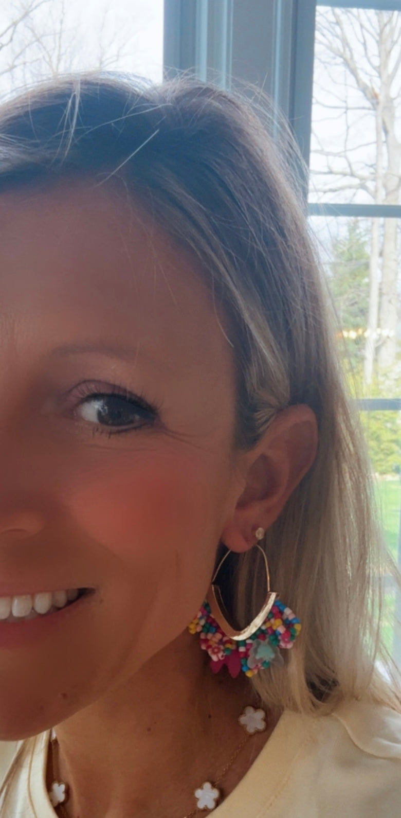 Colorful Beaded Flower Hoops