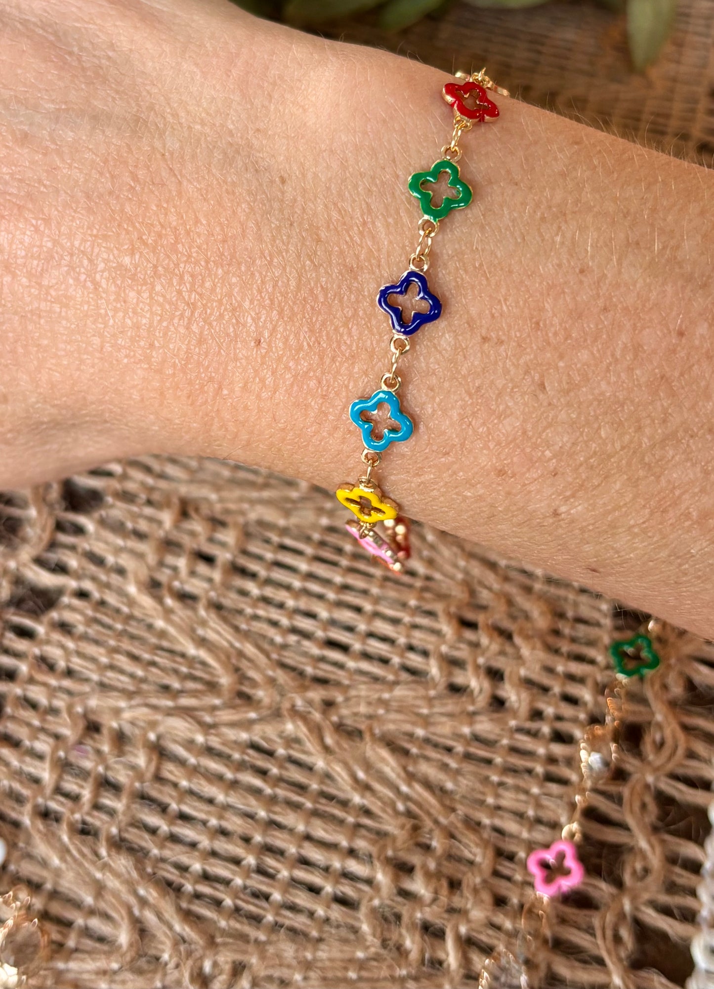 Colorful Clover Necklace & Bracelet Set