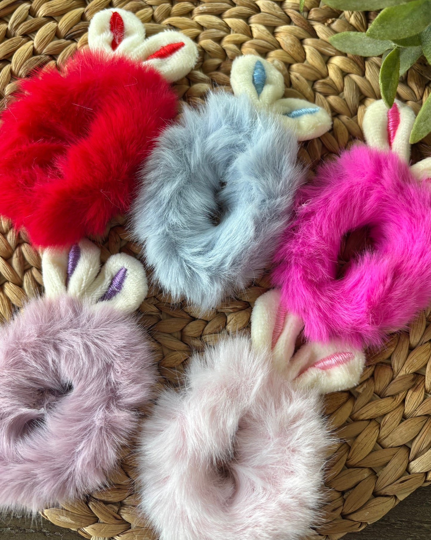 Bunny Ear Faux Fur Hair Scrunchies