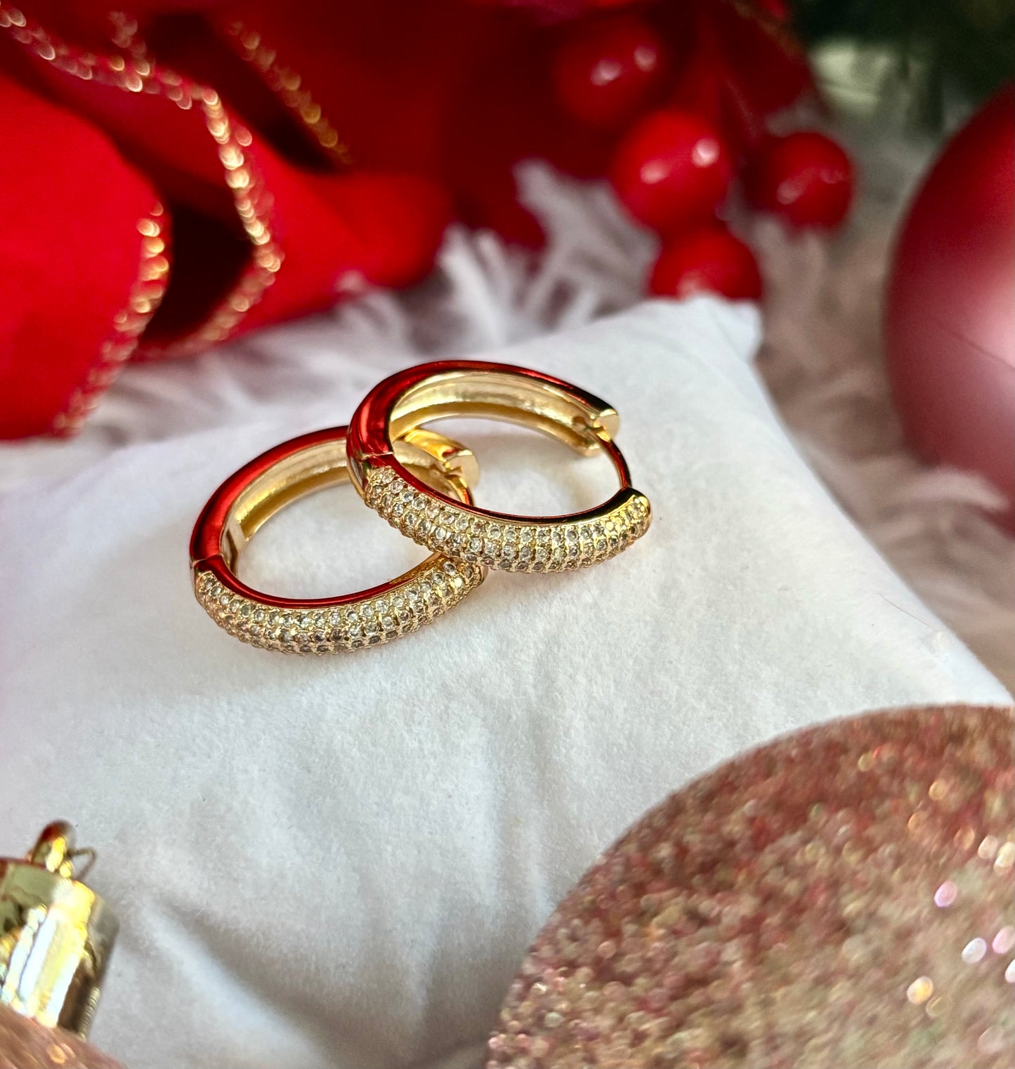 Rose Gold Pave Hoops