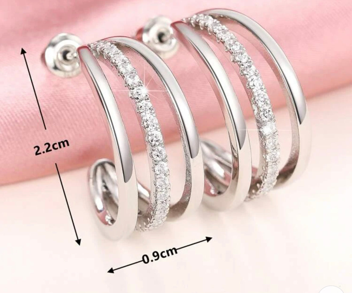 Silver Cuff Hoop Earrings