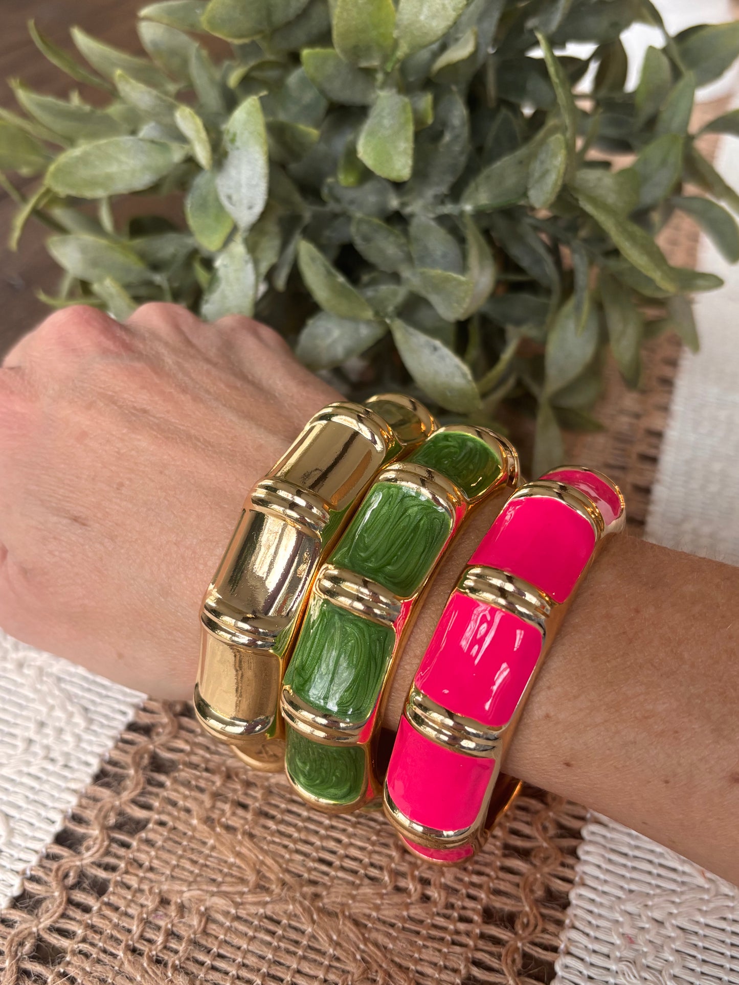 Green Gold Enamel Bangle