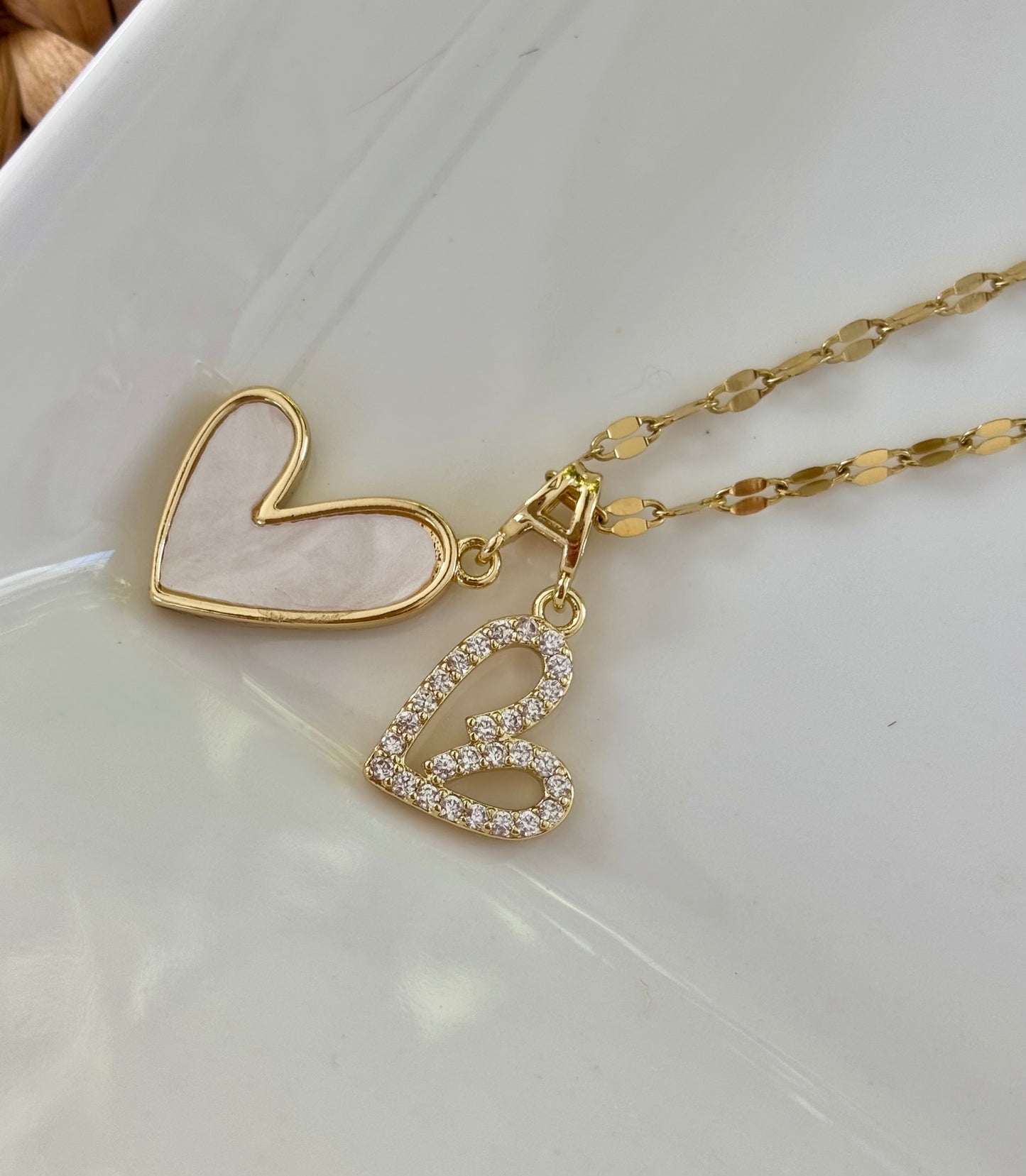 Double Heart Link Necklace