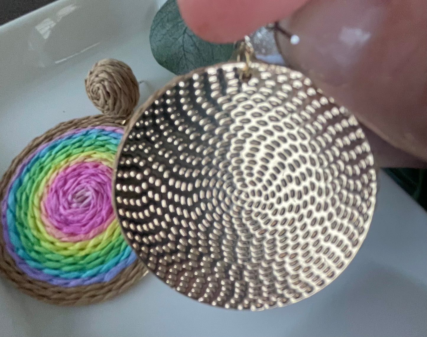 Round Raffia Woven Earrings