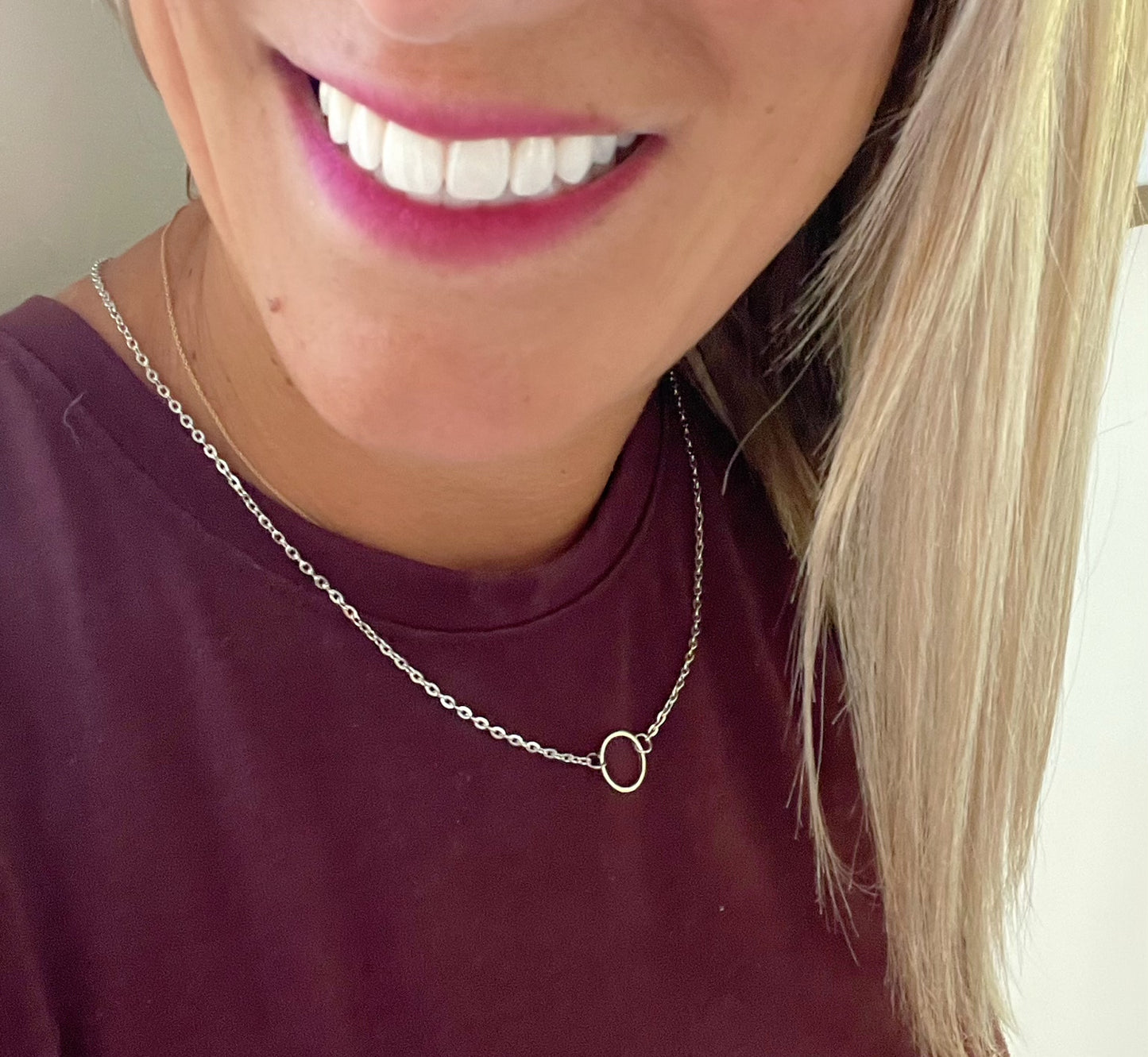 Open Circle Silver Necklace