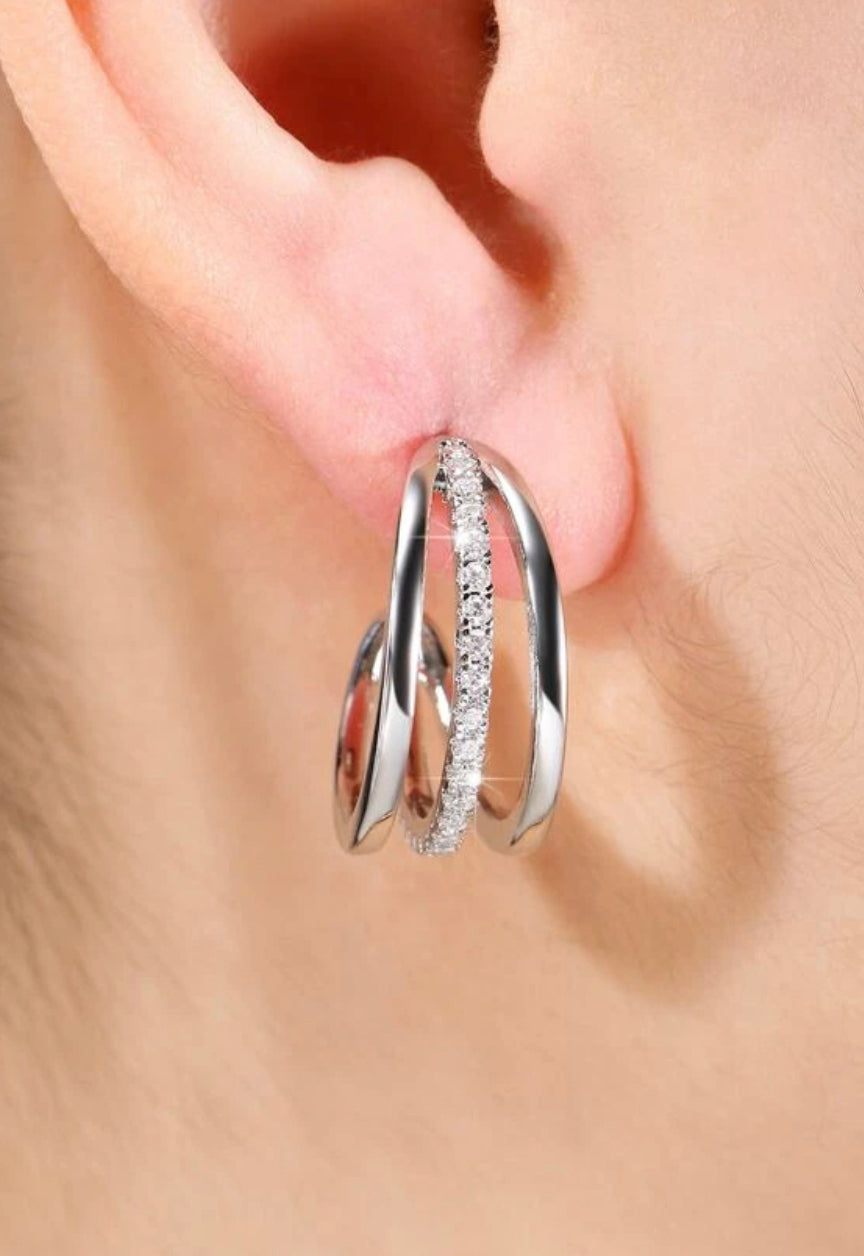 Silver Cuff Hoop Earrings