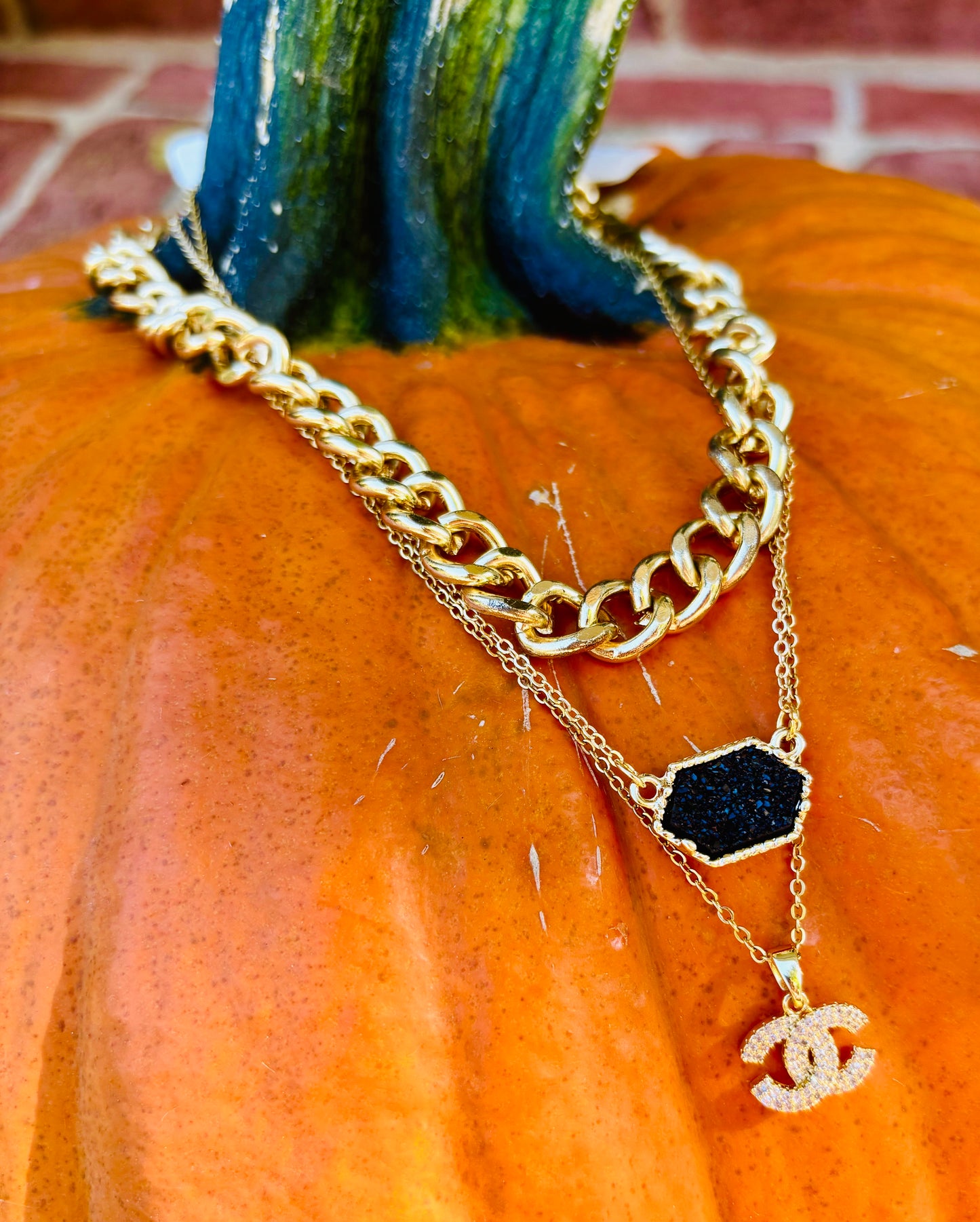 Reversible Disc Layering Necklace-Gold