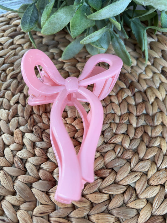 Pink Bow Claw Clip