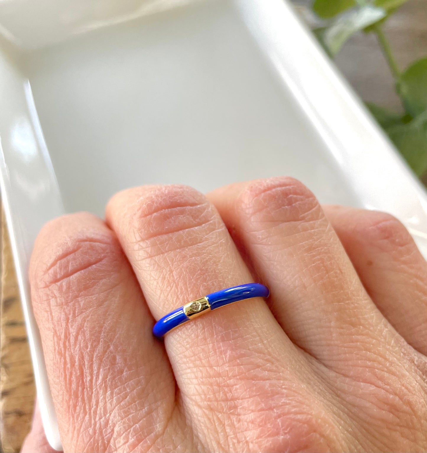 Colorful Copper Enamel Ring-Royal Blue