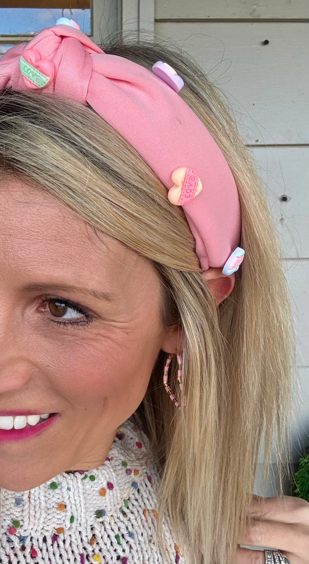 Pink Gold Heart Hoops