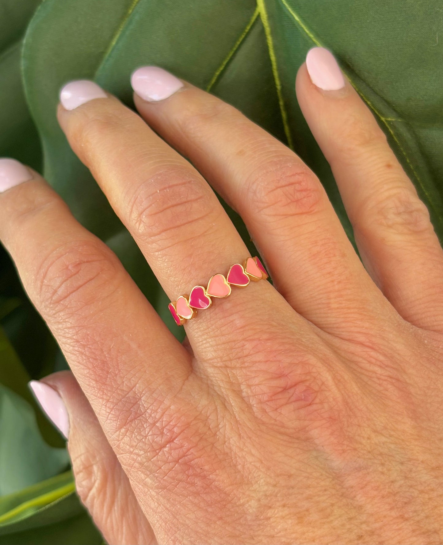 Adjustable Enamel Heart Ring