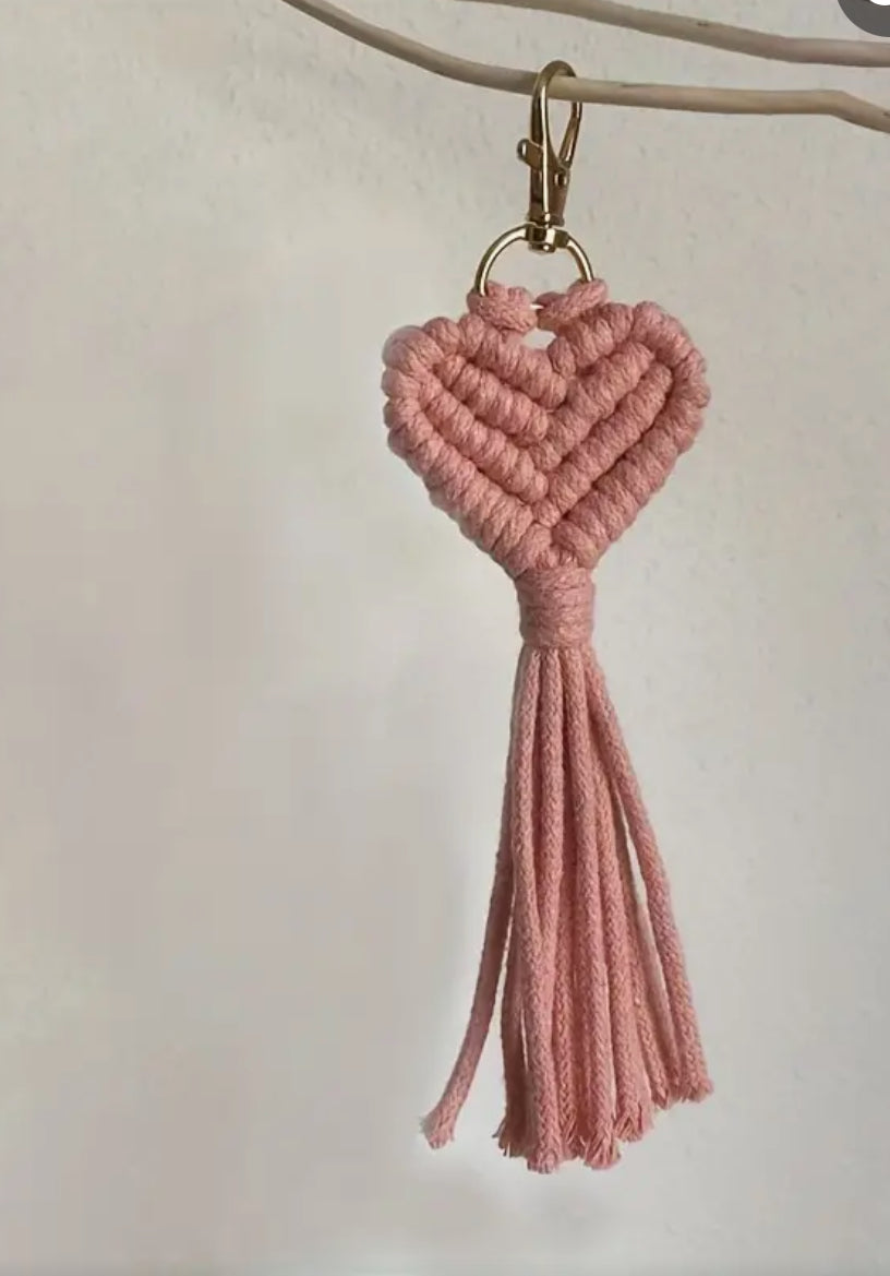 Macrame Heart Keychain