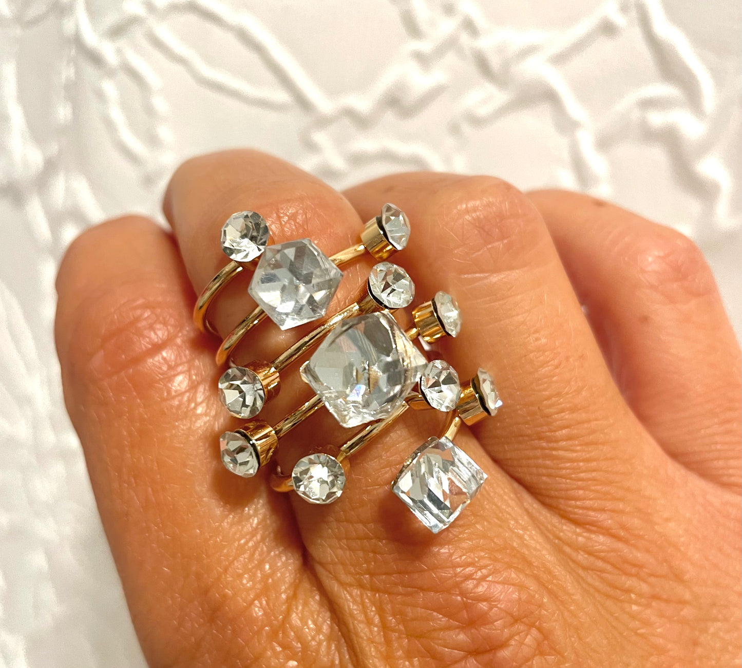 Crystal Slide Cocktail Ring