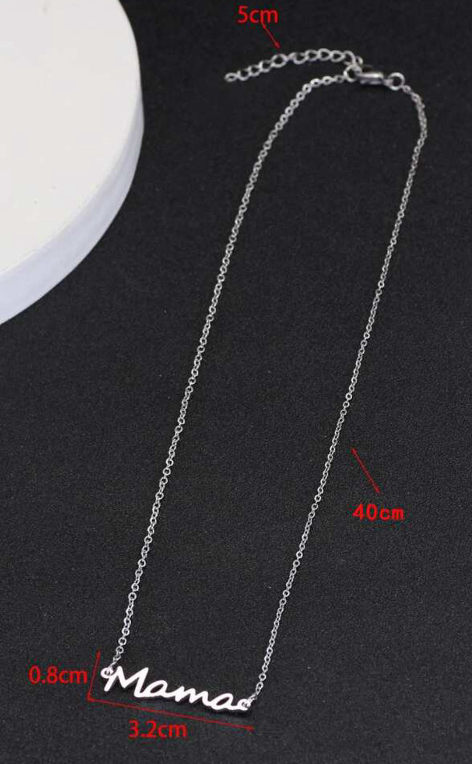 Mama Script Necklace-Silver