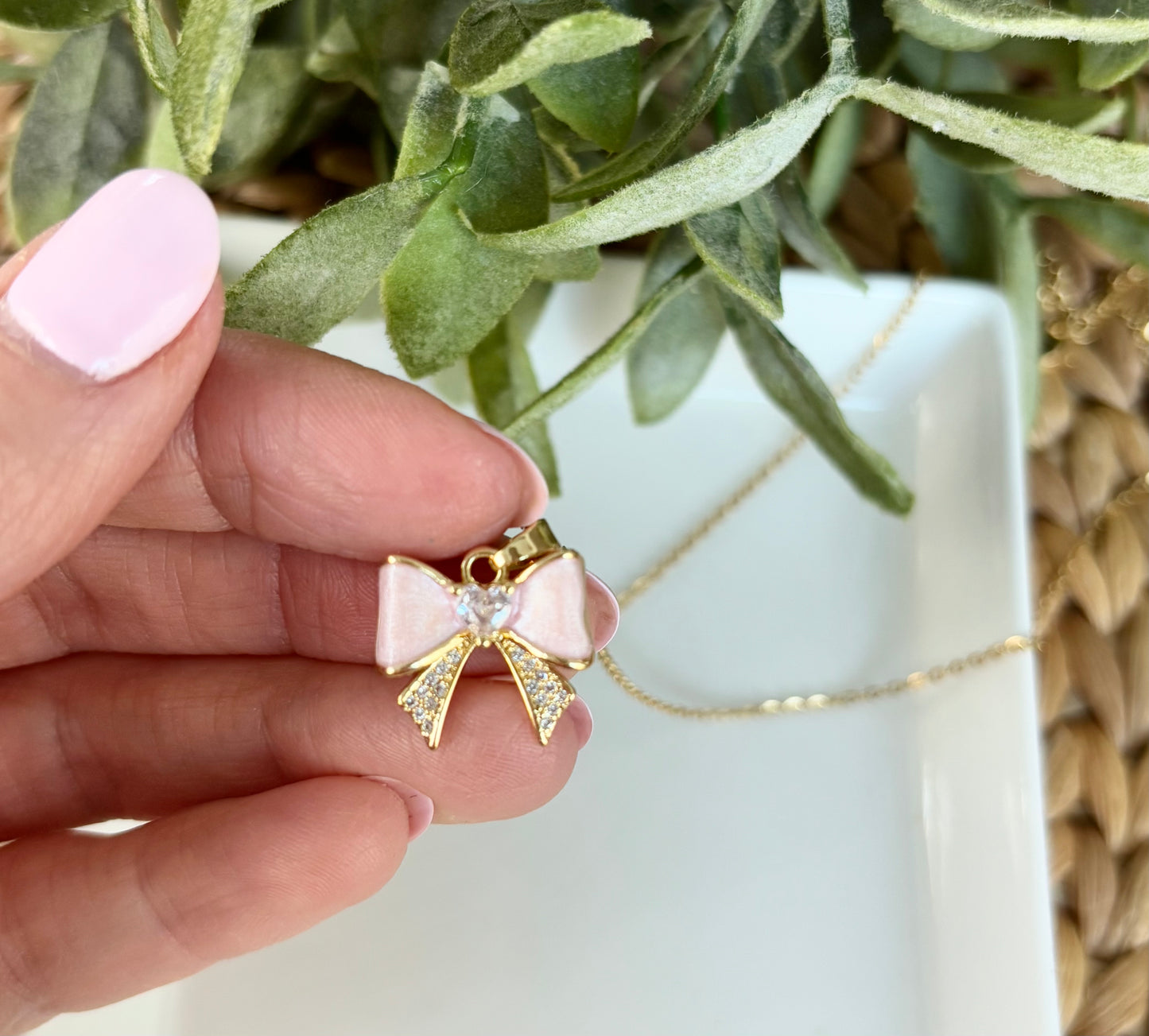 Pink Bow Necklace