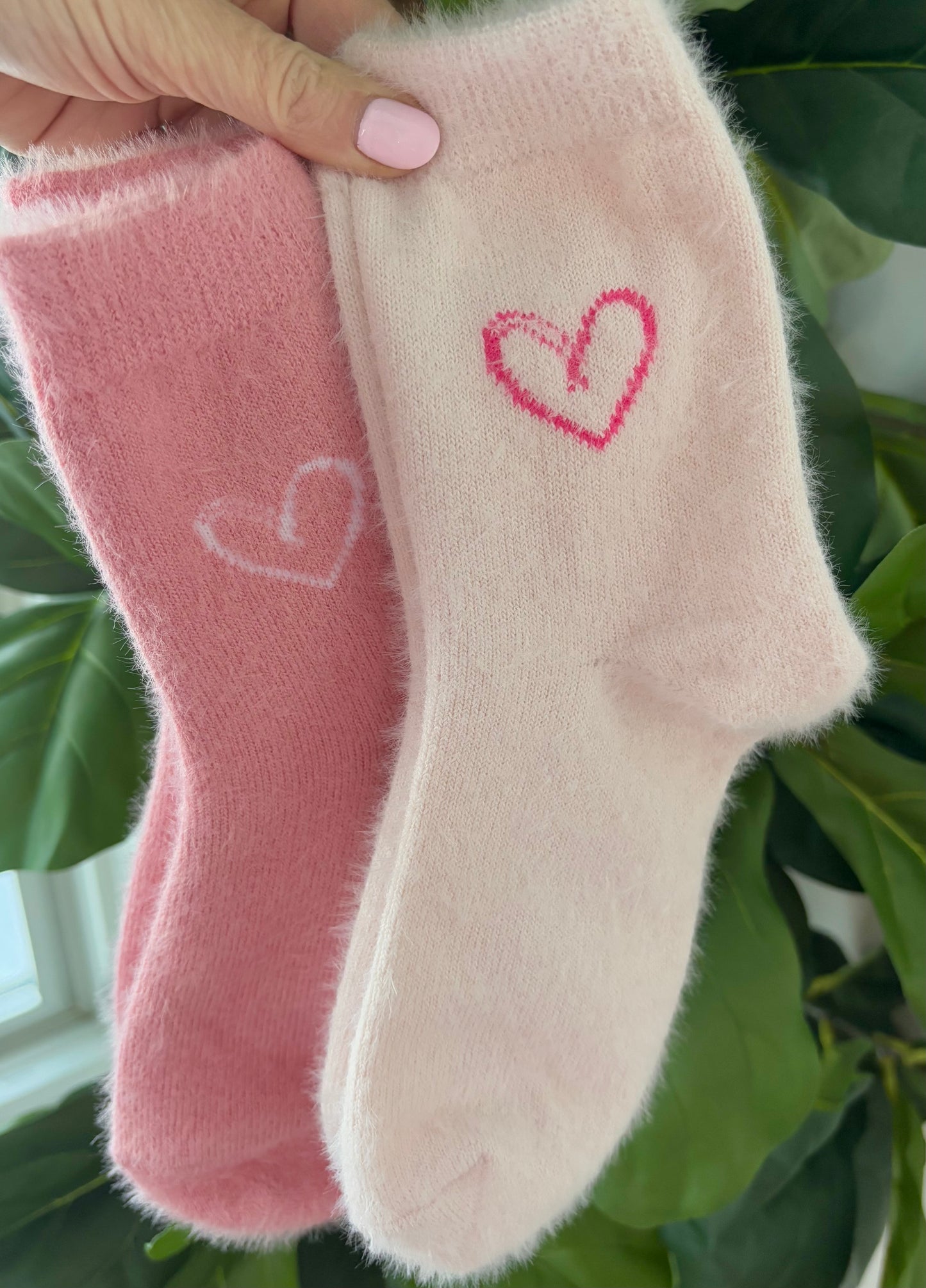 Fuzzy Heart Socks
