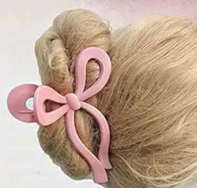 Pink Bow Claw Clip