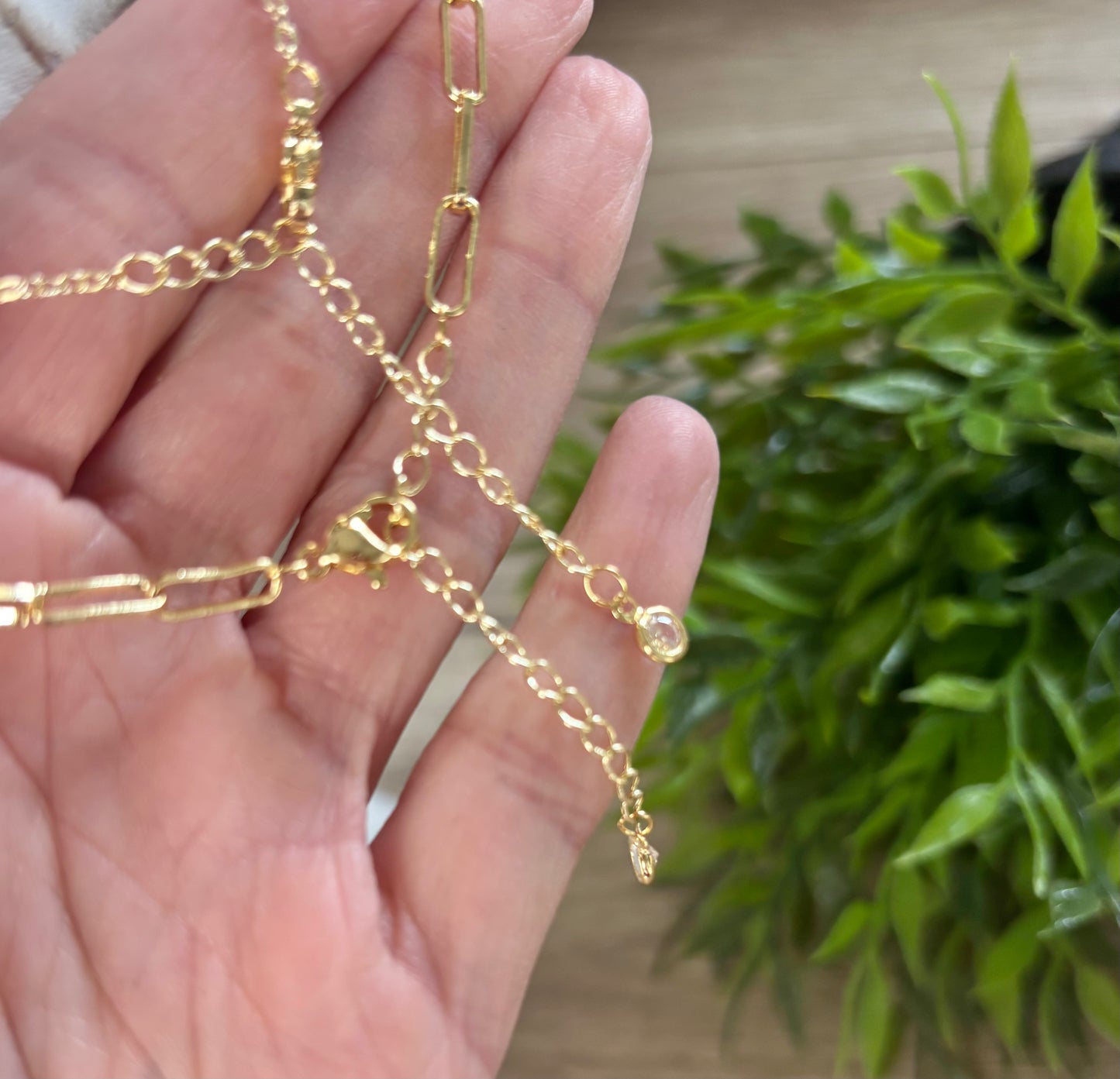 Paperclip & Pave Heart Layering Necklace