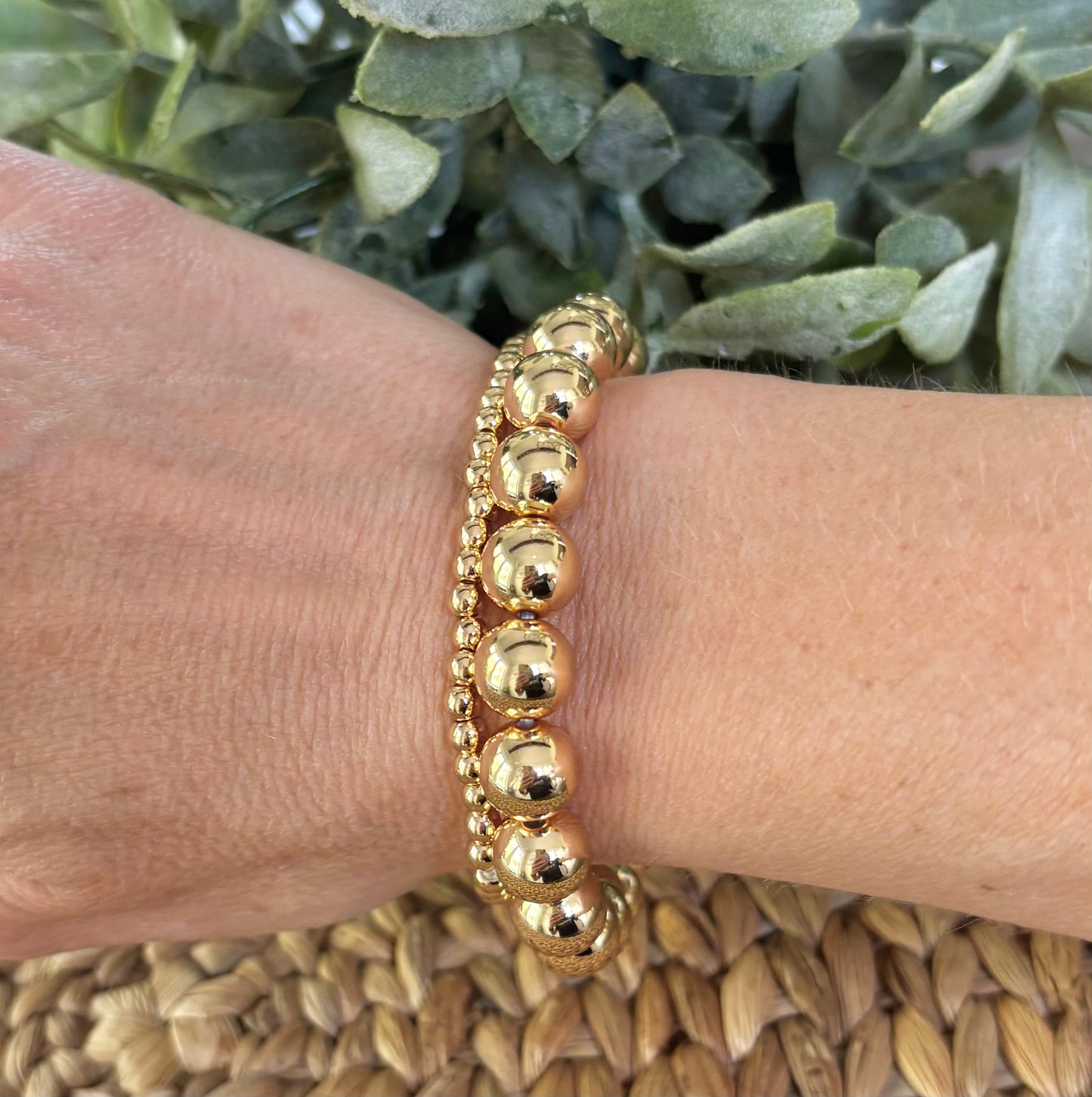 Set of 2 Gold Beaded Bracelets