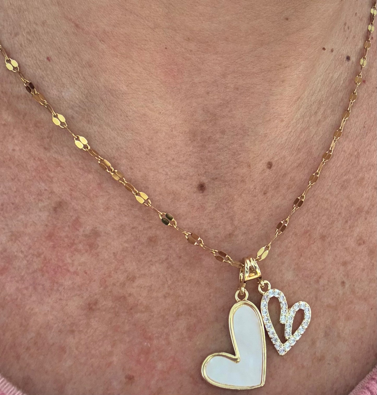 Double Heart Link Necklace