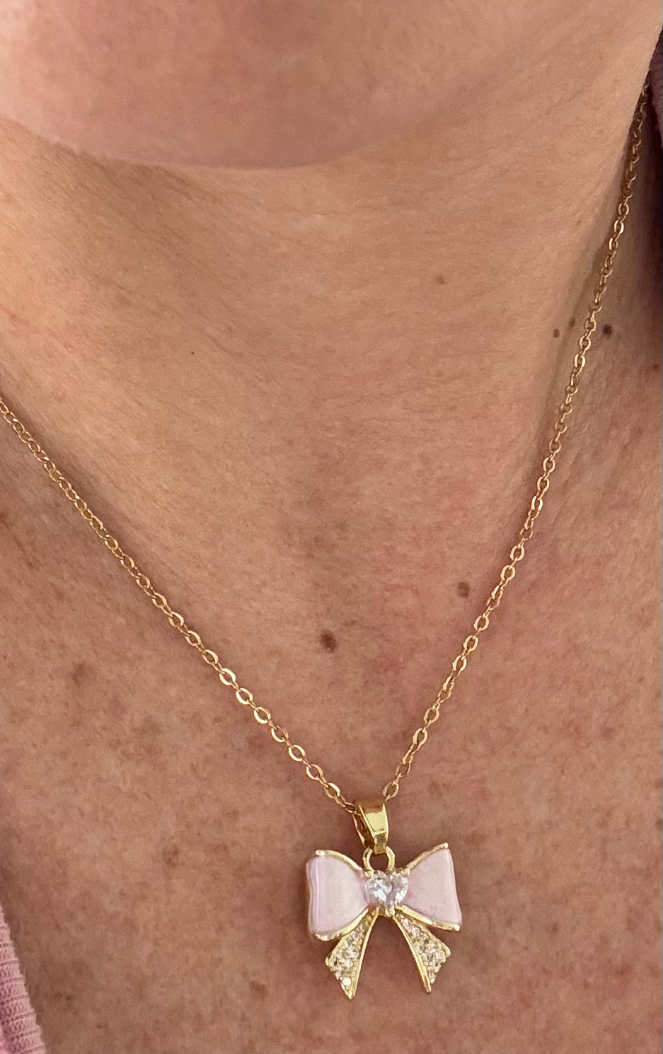Pink Bow Necklace