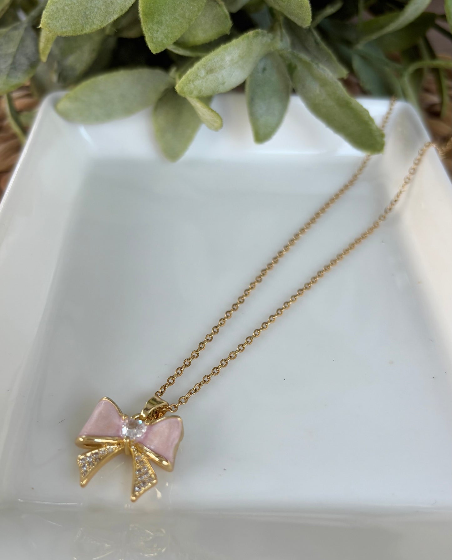 Pink Bow Necklace