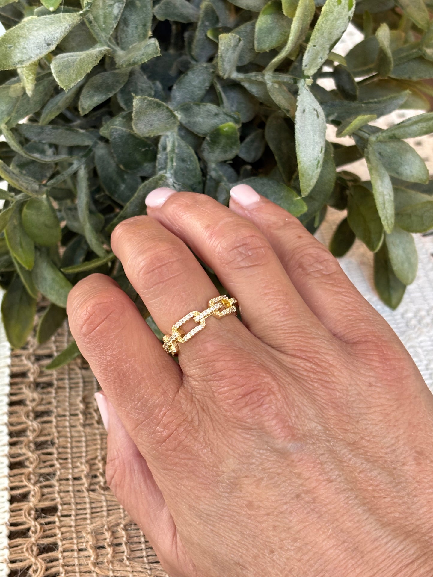 Pave Link Ring-Gold
