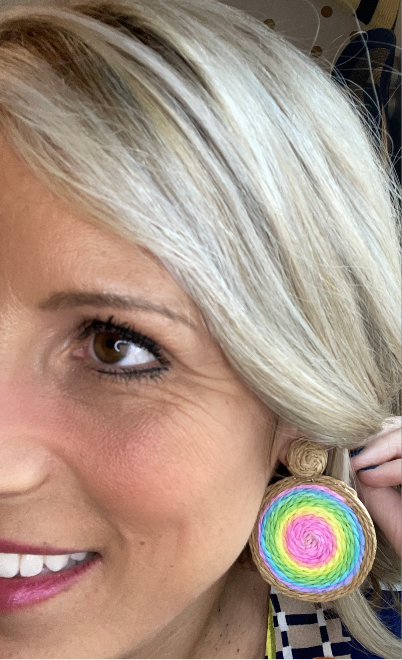 Round Raffia Woven Earrings