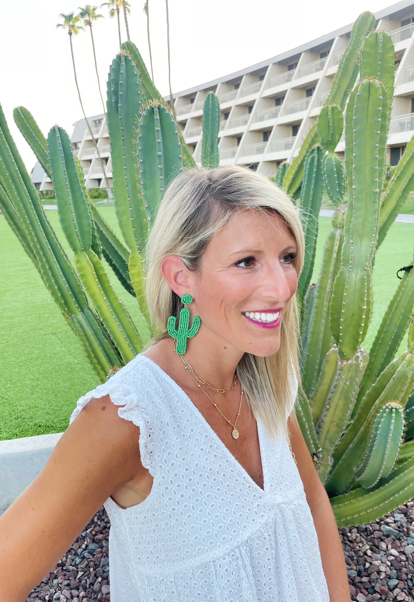 Beaded Cactus Earrings