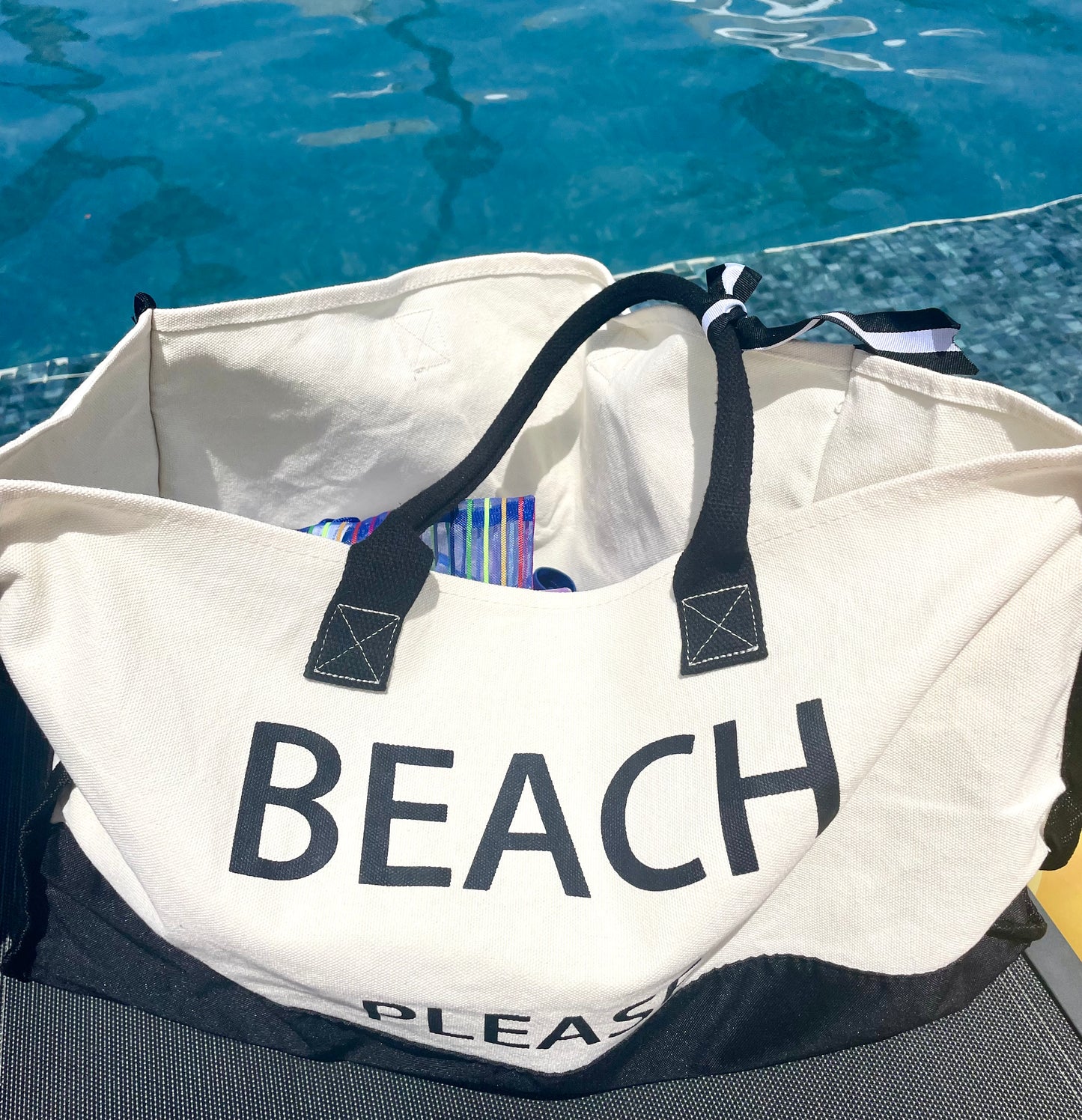 “Beach Please” Canvas Tote