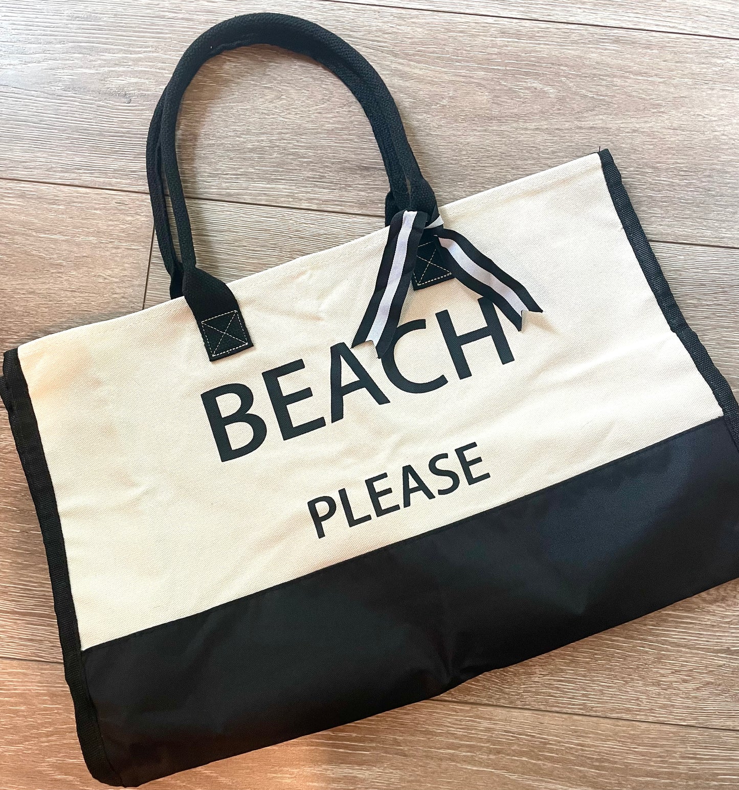 “Beach Please” Canvas Tote