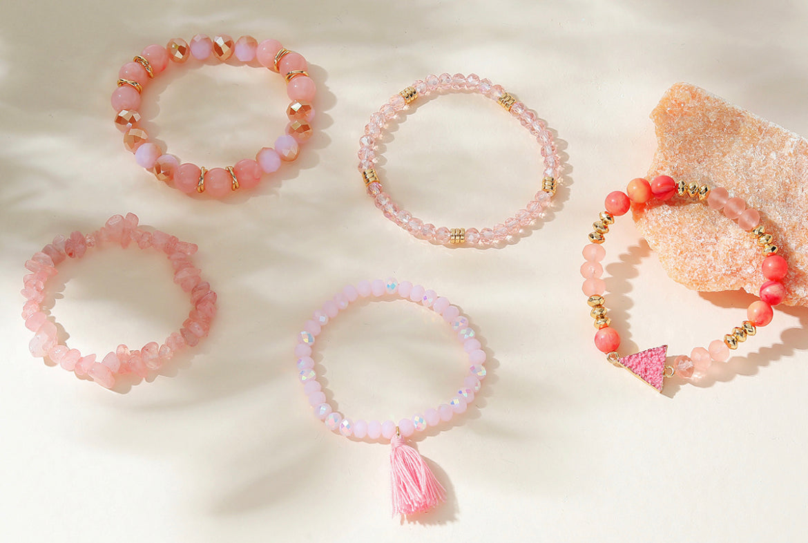Pink Stone Bracelet Stack