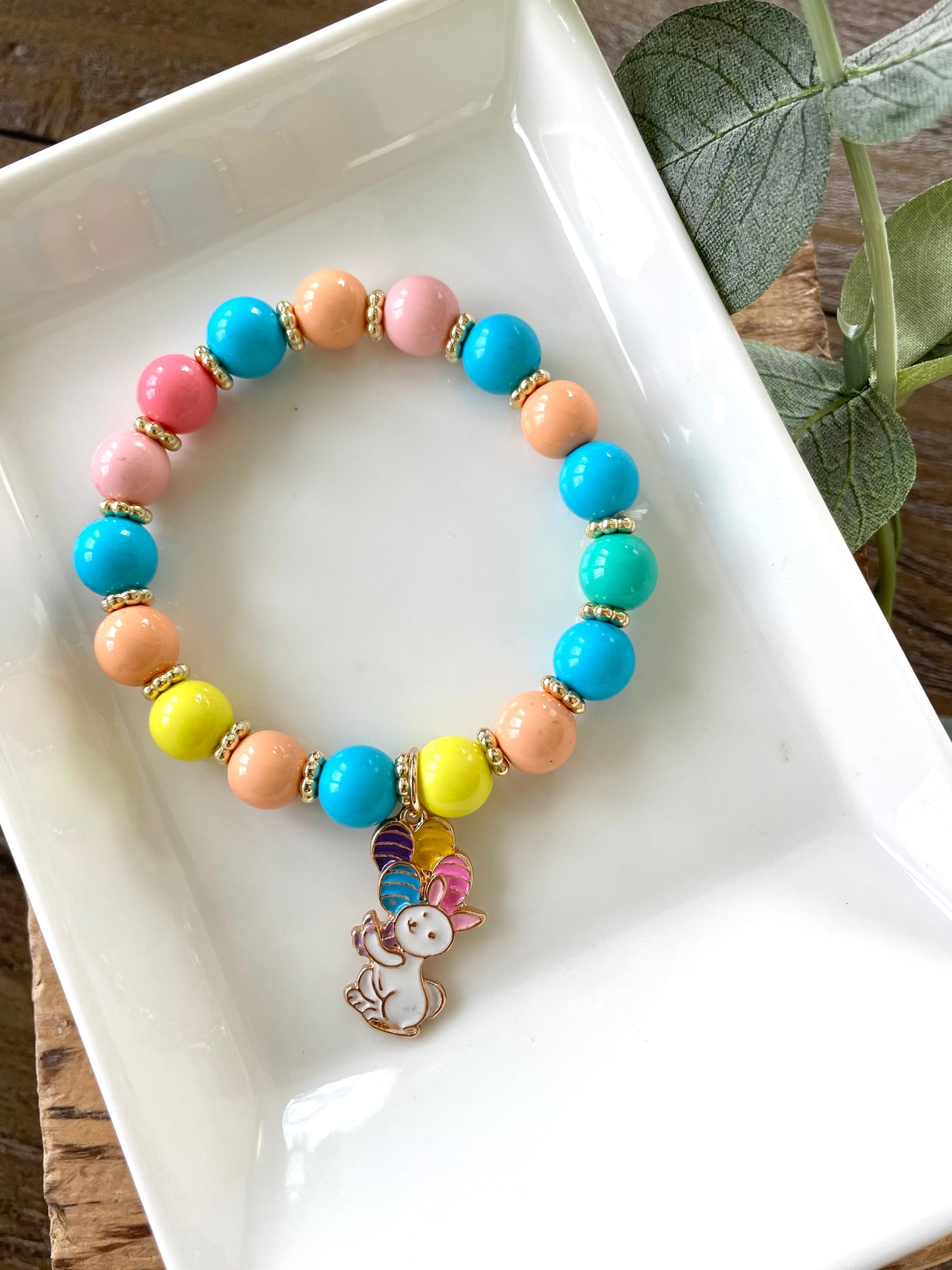 Easter Beaded Bracelet with Charm