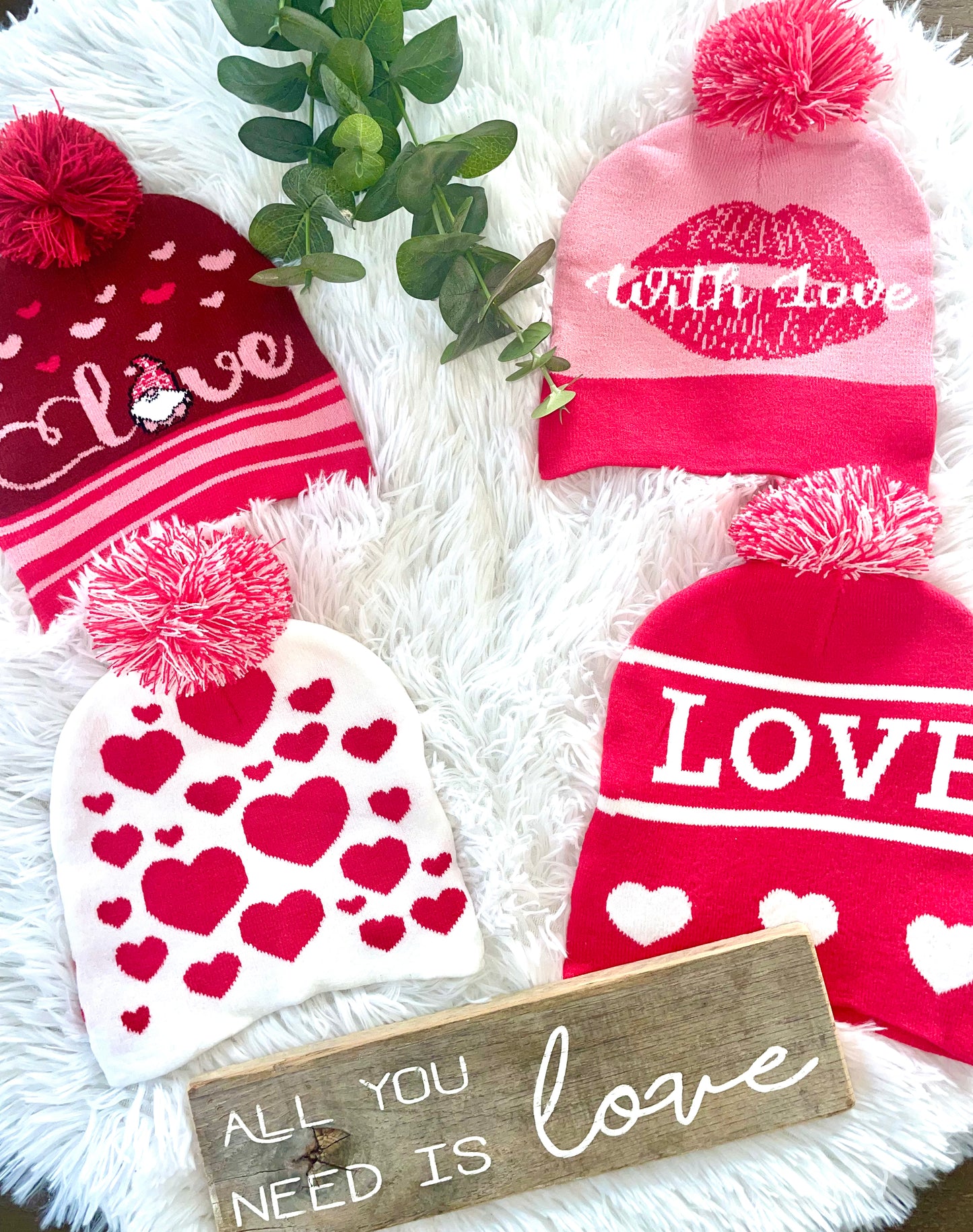 Love Beanie Pom Pom Hat
