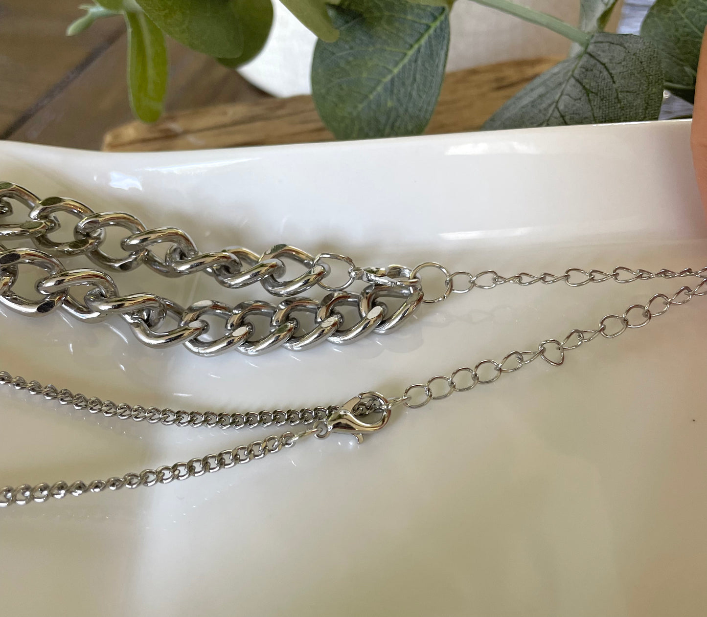 Reversible Disc Layering Necklace-Silver