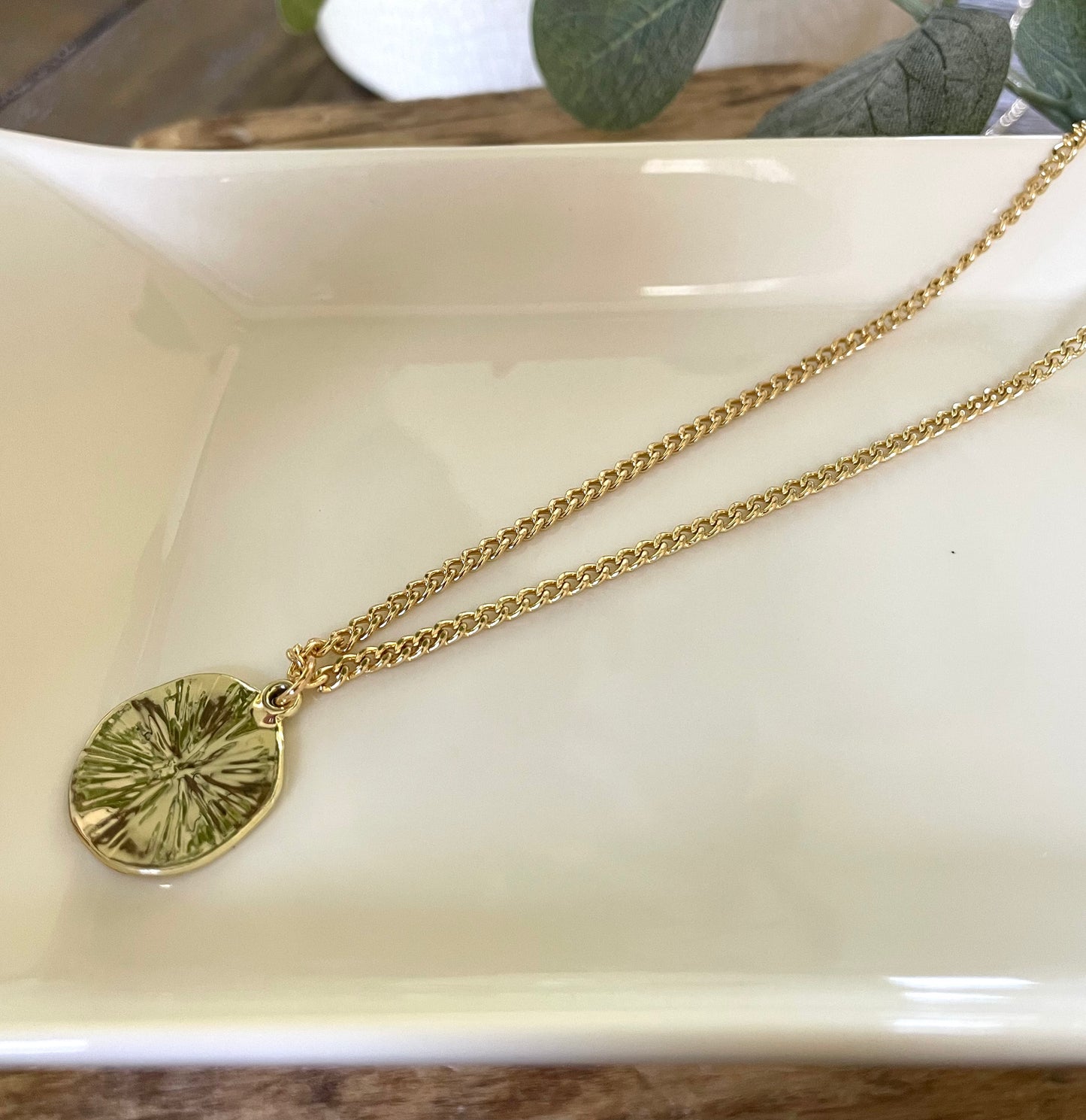 Reversible Disc Layering Necklace-Gold