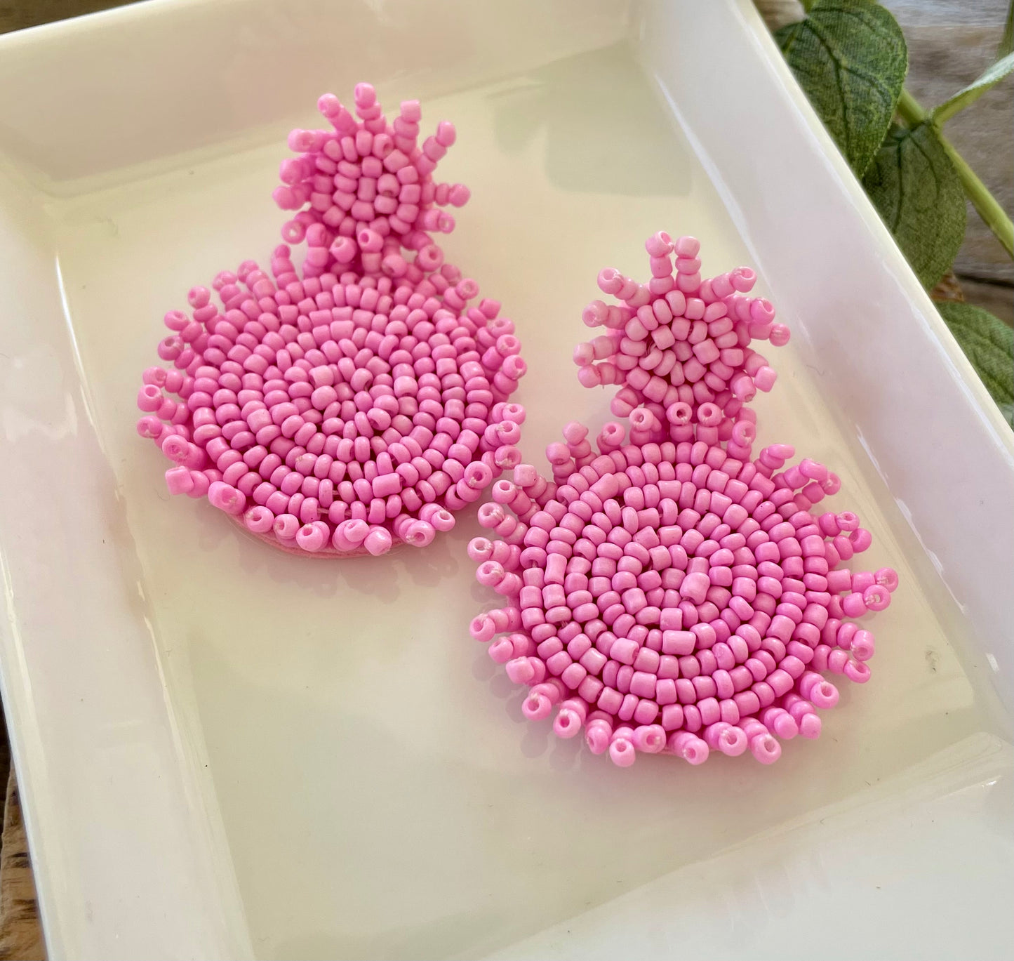 Pink Beaded Earrings