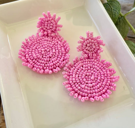 Pink Beaded Earrings