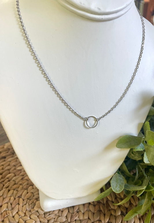 Open Circle Silver Necklace