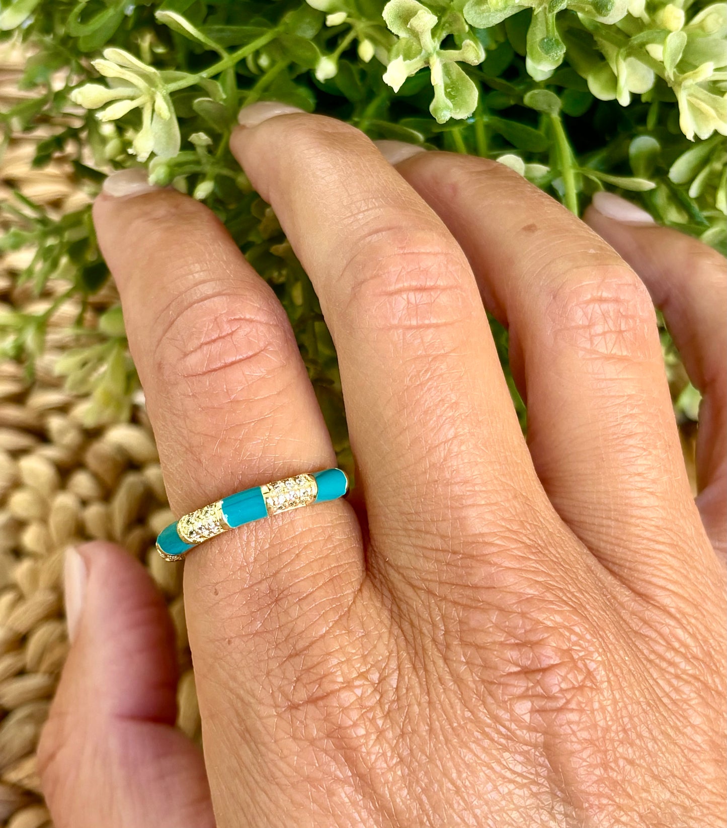 Colorful Enamel Ring-Deep Turquoise