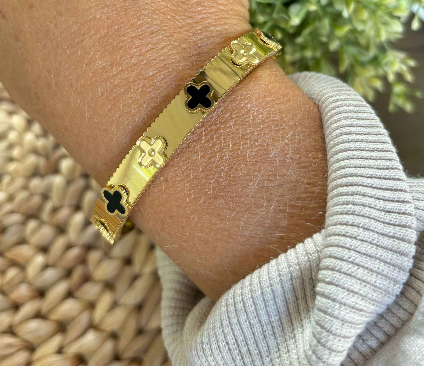 Designer Inspired Gold Accented Bangle