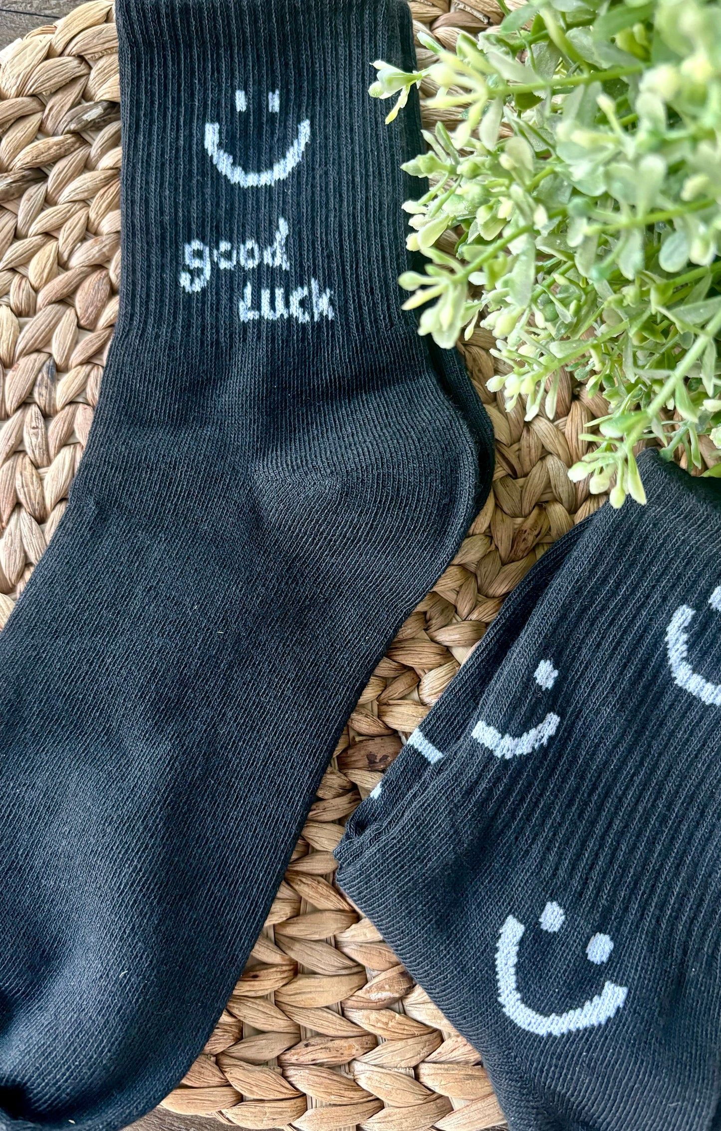 Smile Crew Socks-Black