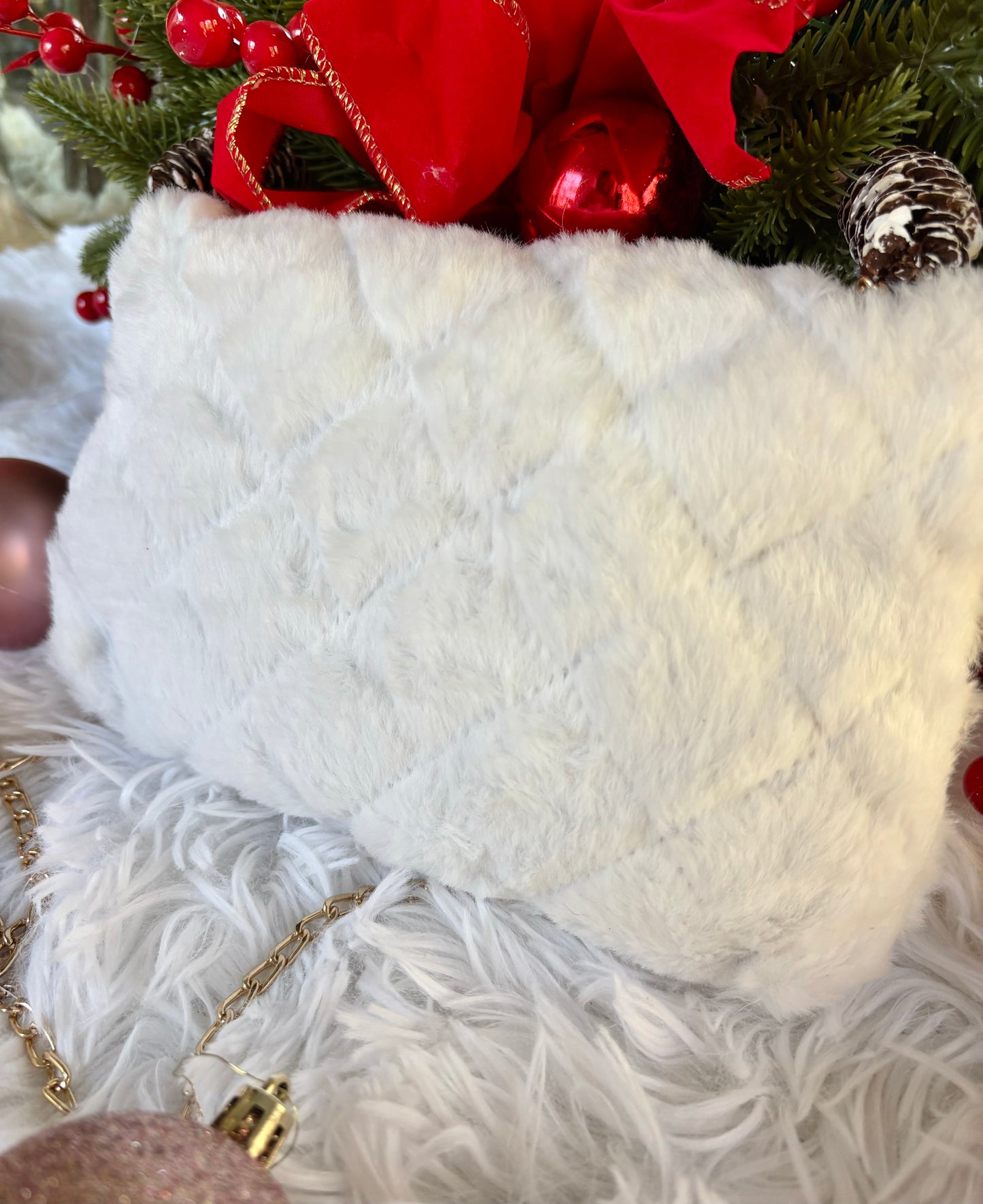 Faux Fur Winter White Purse