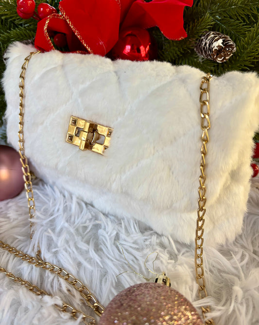 Faux Fur Winter White Purse