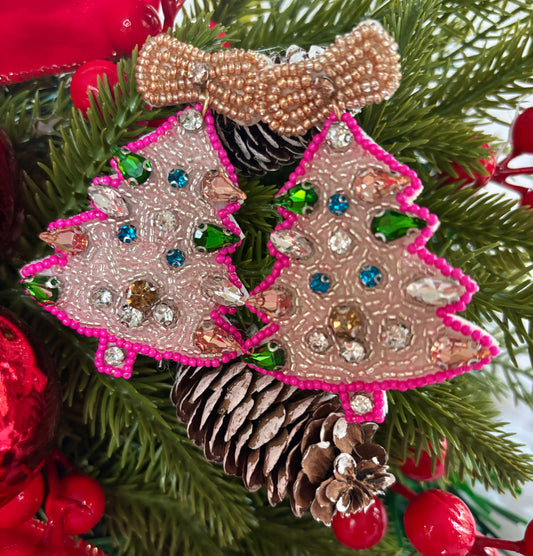 Beaded Christmas Tree Earrings