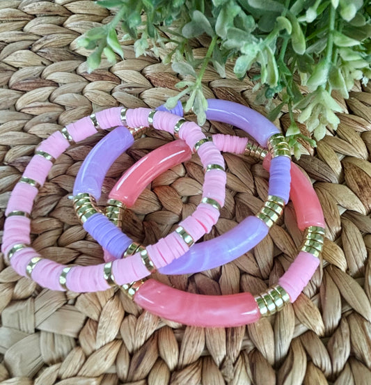 Purple Pink Stretch Bracelet Stack